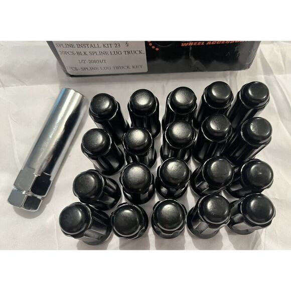 20 Black West Coast Wheel Accessories Spline/Locking Lug Nuts 1/2’-20RH/T - Picture 2 of 6